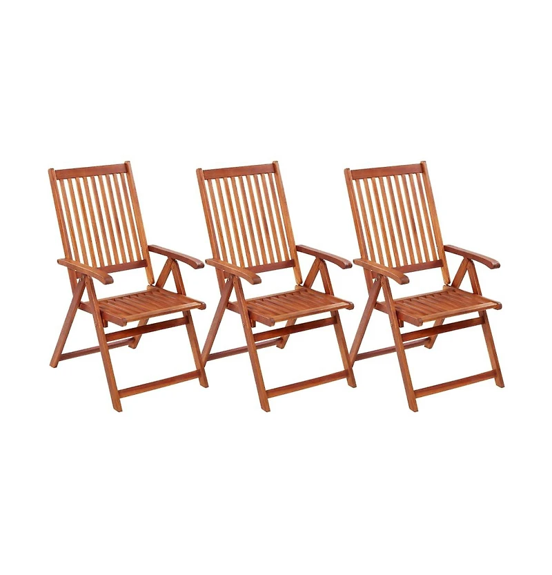 Folding Patio Chairs 3 pcs Solid Acacia Wood