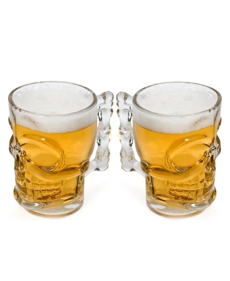 Set of 2 17.62 oz Skull Glass Mugs