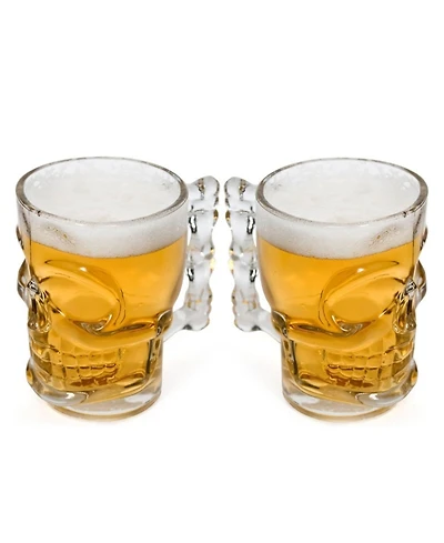 Set of 2 17.62 oz Skull Glass Mugs