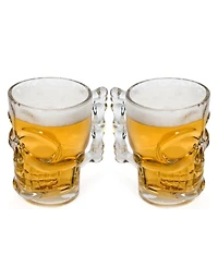 Set of 2 17.62 oz Skull Glass Mugs
