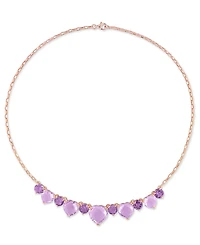 Pink & Purple Amethyst Heart & Round 17" Collar Necklace (37-1/2 ct. t.w.) in Rose-Plated Sterling Silver