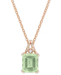 Green Quartz (5-1/2 ct. t.w.) & White Topaz Accent 18" Pendant Necklace in Rose-Plated Sterling Silver