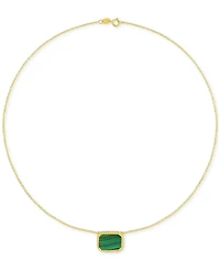 Malachite Beaded Frame 18" Pendant Necklace in Yellow-Plated Sterling Silver