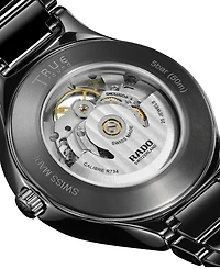 Rado Unisex Swiss Automatic True Black High-Tech Ceramic Bracelet Watch 40mm