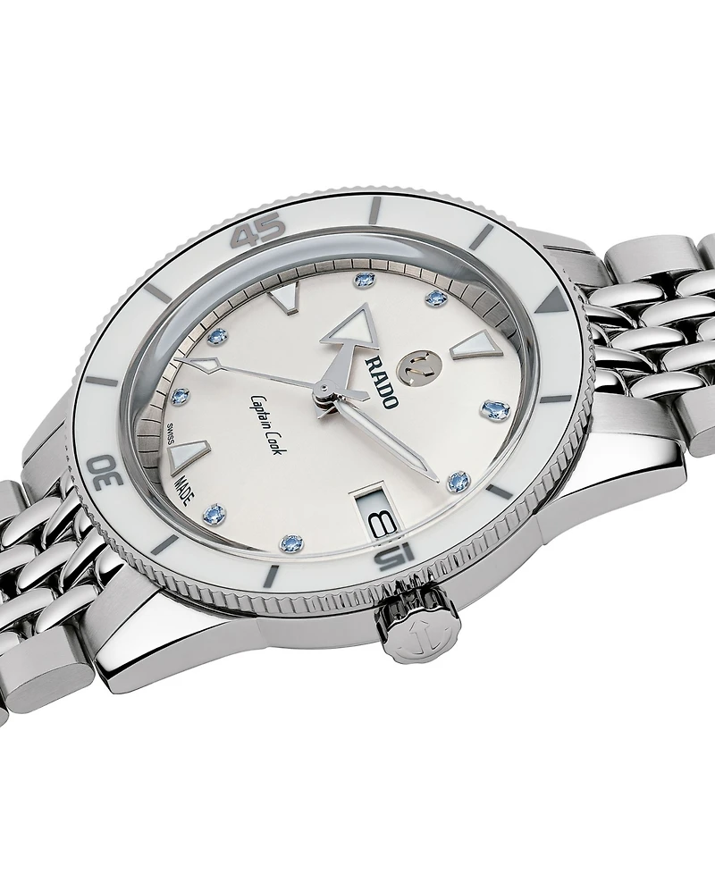 Rado Women's Swiss Automatic Captain Cook Stainless Steel Bracelet Watch 37mm Gift Set