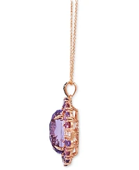 Le Vian Grape Amethyst (5-3/4 ct. t.w.), Passion Fruit Tourmaline (1 ct. t.w.) & Diamond (1/6 ct. t.w.) Oval Halo Adjustable 20" Pendant Necklace in 1