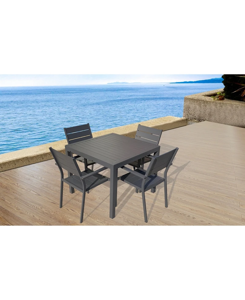 Infinity Modern 5-Piece Square Aluminum Outdoor Dining Set