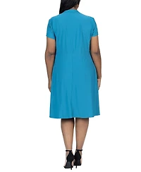 24seven Comfort Apparel Plus Size Short Sleeve Rouched Wrap Dress
