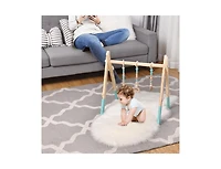 Portable 3 Wooden Newborn Baby Exercise Activity Gym Teething Toys Hanging Bar