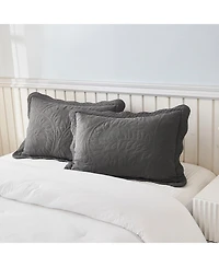 MarCielo 100% Cotton Embroidered Quilted Pillow Shams -Standard