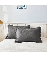 MarCielo 100% Cotton Embroidered Quilted Pillow Shams -Standard