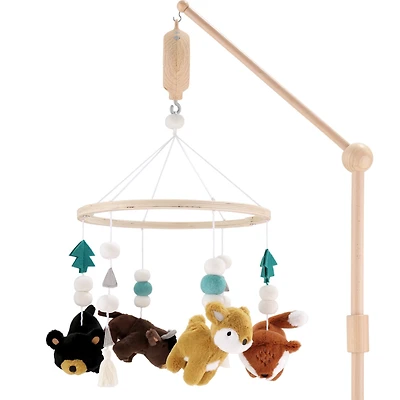 The Peanutshell Western Woods Baby Musical Wooden Crib Mobile