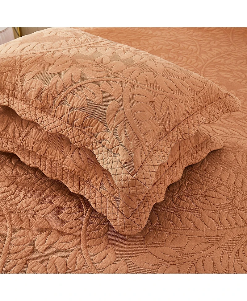 MarCielo 100% Cotton Embroidered Quilted Pillow Shams -Standard