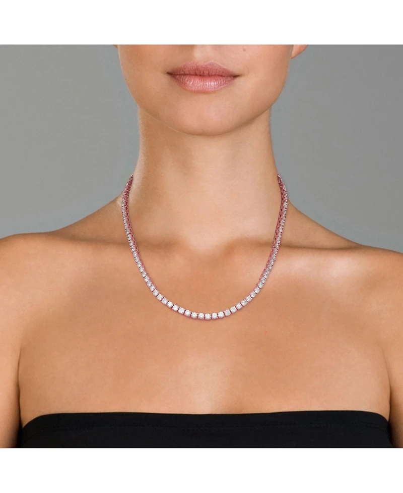 Sterling Silver Clear Cubic Zirconia 4MM Tennis Necklace