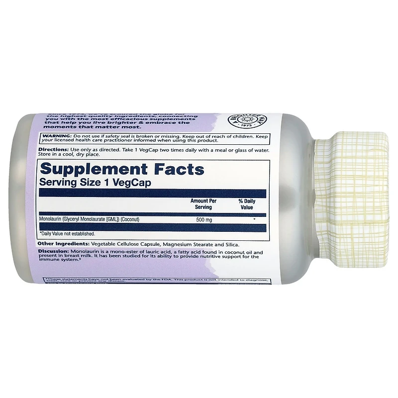 Solaray Monolaurin 500 mg - 60 VegCaps