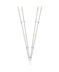 Suzy Levian New York Suzy Levian Sterling Silver Pearl and Cubic Zirconia Station Necklace