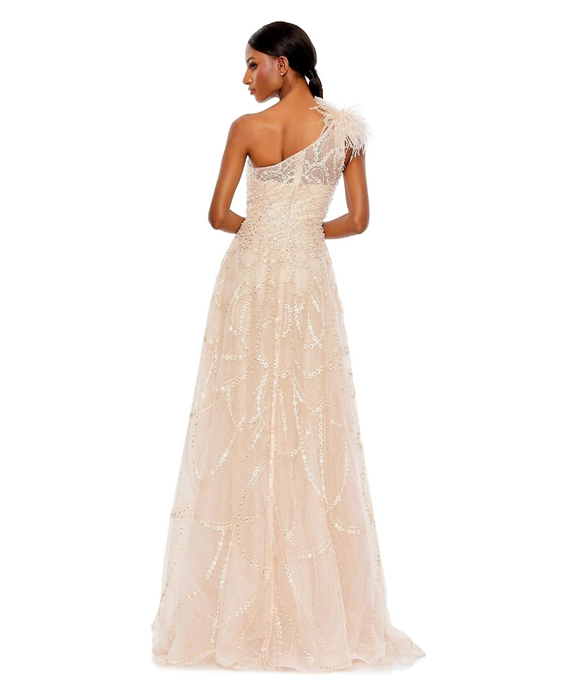 Mac Duggal Women's Embellished One Shoulder A Line Gown