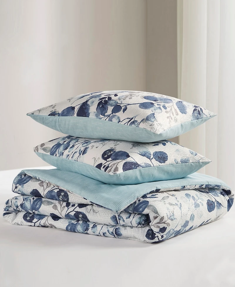 510 Design Gabby Reversible Floral Botanical Seersucker 3-Pc. Comforter Set, King/California King