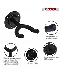 5 Core Guitar Wall Mount, Black Guitar Wall Hanger| 3 Pieces Guitar Hanger| V-Shaped Secure and Sturdy Guitar Holder Wall Mount| Guitar Accessories fo