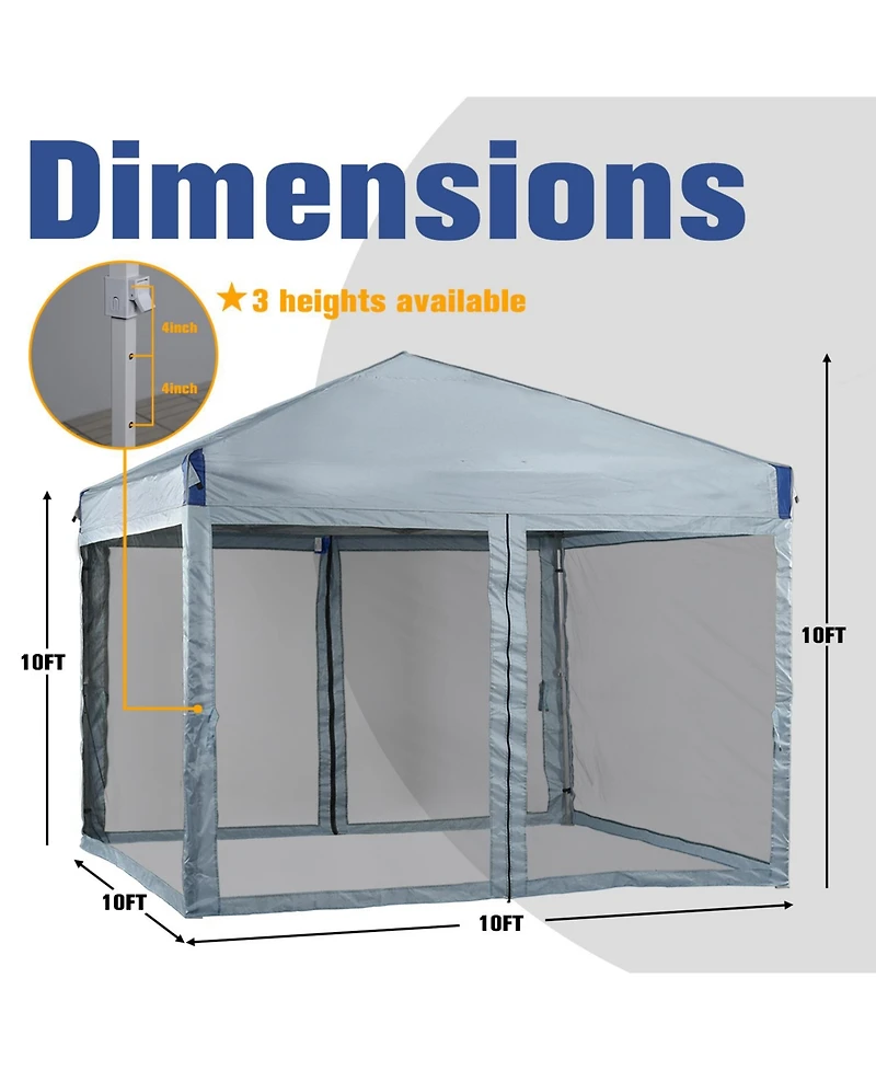 Aoodor Pop Up Canopy Tent with Removable Mesh Sidewalls, Portable Instant Shade Canopy with Roller Bag