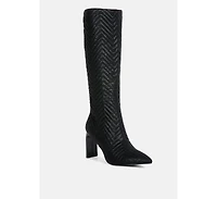 Prinkles Quilted Italian Block Heel Calf Boots