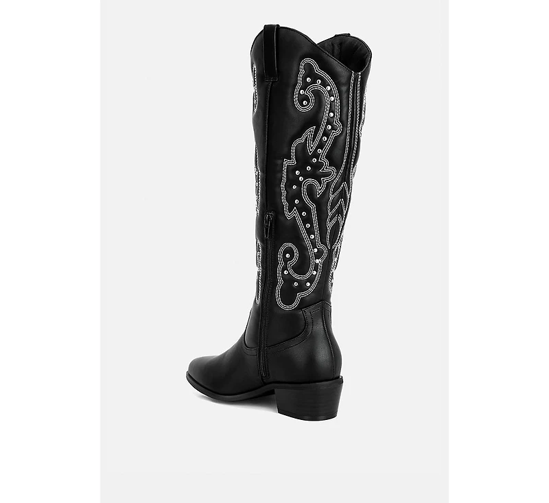 reyes patchwork studded cowboy boots
