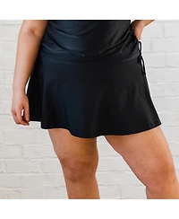 Calypsa Women's Plus Flowy Swim Skirt With Attached Shorts
