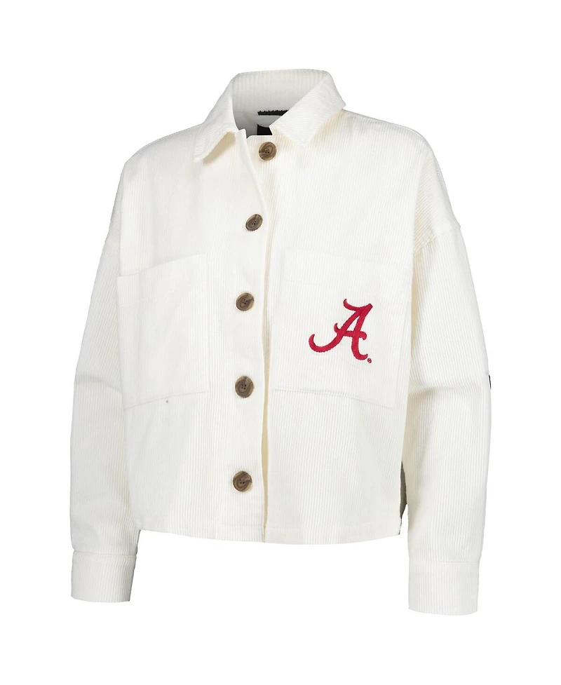 Women's Hype and Vice White Alabama Crimson Tide Corduroy Button-Up Jacket
