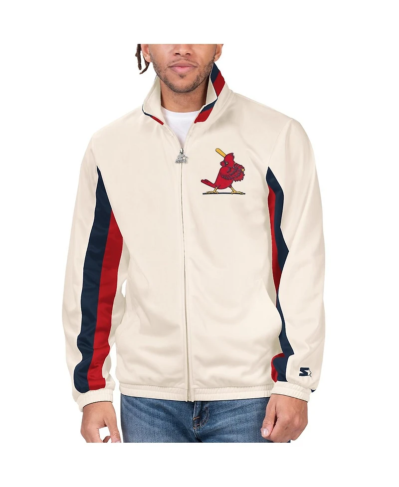 Men's Starter Cream St. Louis Cardinals Rebound Cooperstown Collection Full-Zip Track Jacket