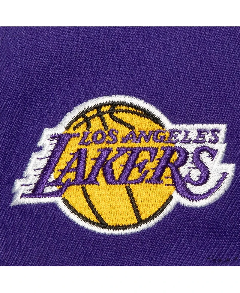 Men's Mitchell & Ness White, Purple Los Angeles Lakers Retro Sport Colorblock Script Snapback Hat