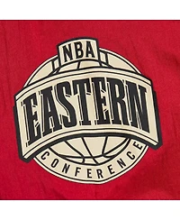 Men's Mitchell & Ness Red Distressed Atlanta Hawks Team Og 2.0 Vintage-Like Logo Anorak Windbreaker Quarter-Zip Jacket