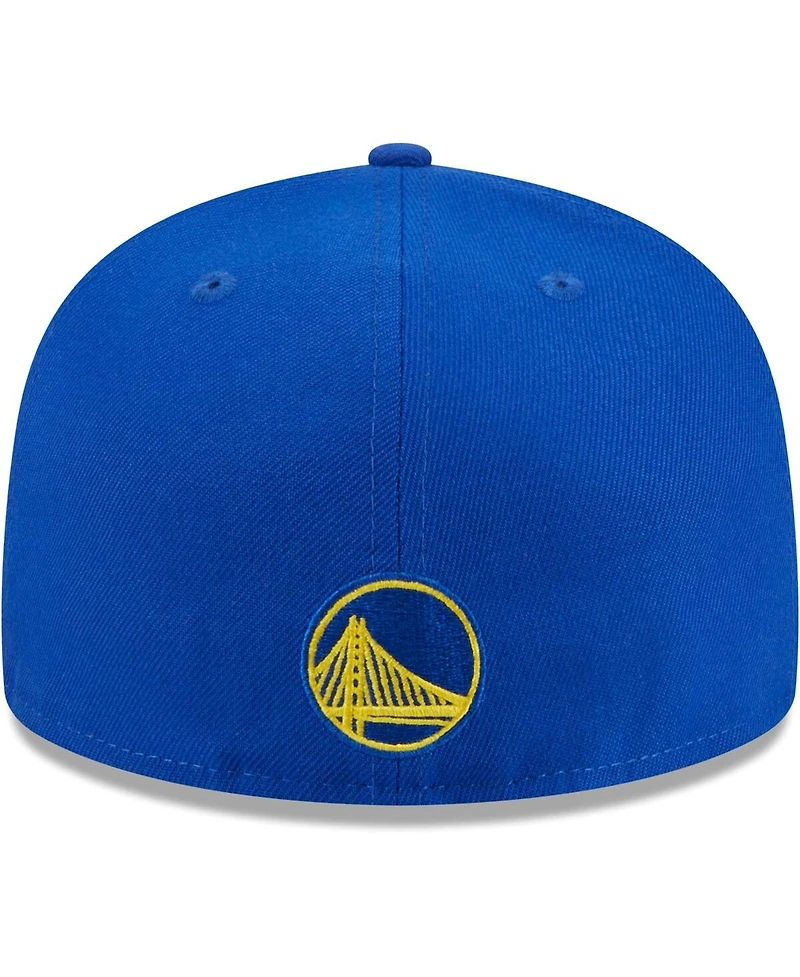 Men's New Era Royal Golden State Warriors Game Day Hollow Logo Mashup 59FIFTY Fitted Hat