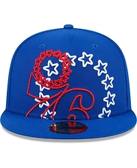 Men's New Era Royal Philadelphia 76ers Game Day Hollow Logo Mashup 59FIFTY Fitted Hat