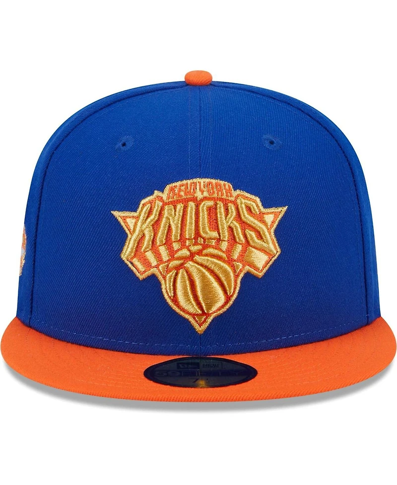 Men's New Era Blue, Orange York Knicks Gameday Gold Pop Stars 59FIFTY Fitted Hat