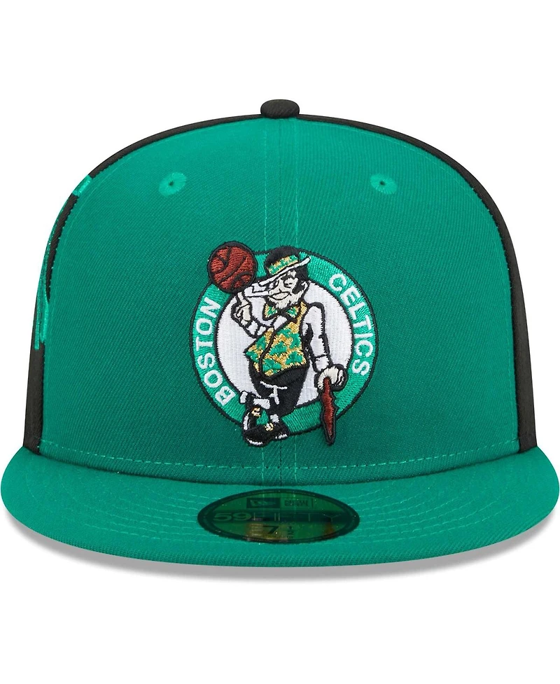 Men's New Era Kelly Green, Black Boston Celtics Gameday Wordmark 59FIFTY Fitted Hat