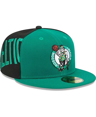Men's New Era Kelly Green, Black Boston Celtics Gameday Wordmark 59FIFTY Fitted Hat