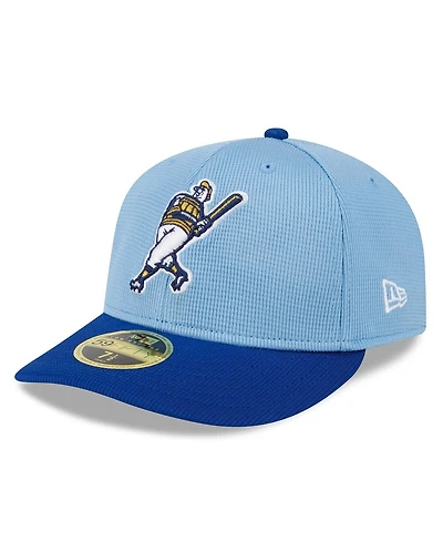 Men's New Era Light Blue Milwaukee Brewers 2024 Batting Practice Low Profile 59FIFTY Fitted Hat
