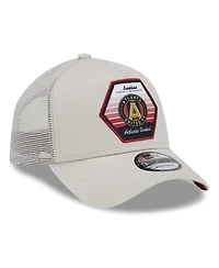 Men's New Era Cream Atlanta United Fc Established Patch 9FORTY A-Frame Trucker Adjustable Hat