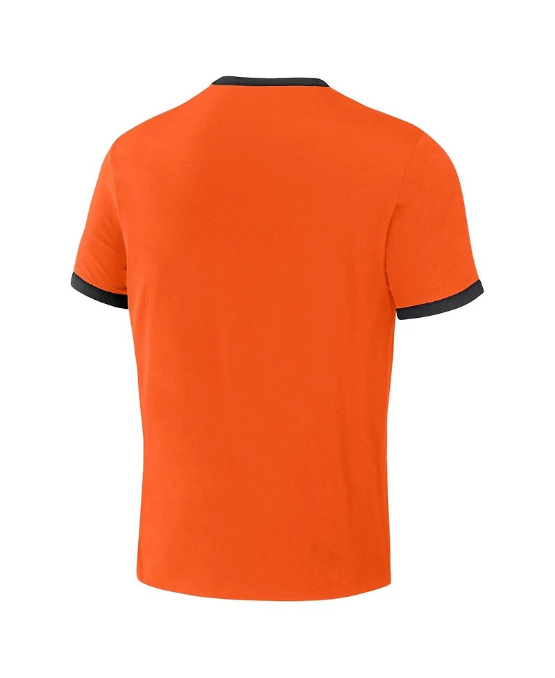Men's Darius Rucker Collection by Fanatics Black, Orange Distressed San Francisco Giants Two-Way Ringer Reversible T-shirt