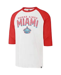 Men's '47 Brand Cream Distressed Miami Marlins City Connect Crescent Franklin Raglan Three-Quarter Sleeve T-shirt