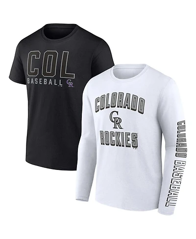 Men's Fanatics Black, White Colorado Rockies Two-Pack Combo T-shirt Set