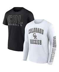 Men's Fanatics Black, White Colorado Rockies Two-Pack Combo T-shirt Set