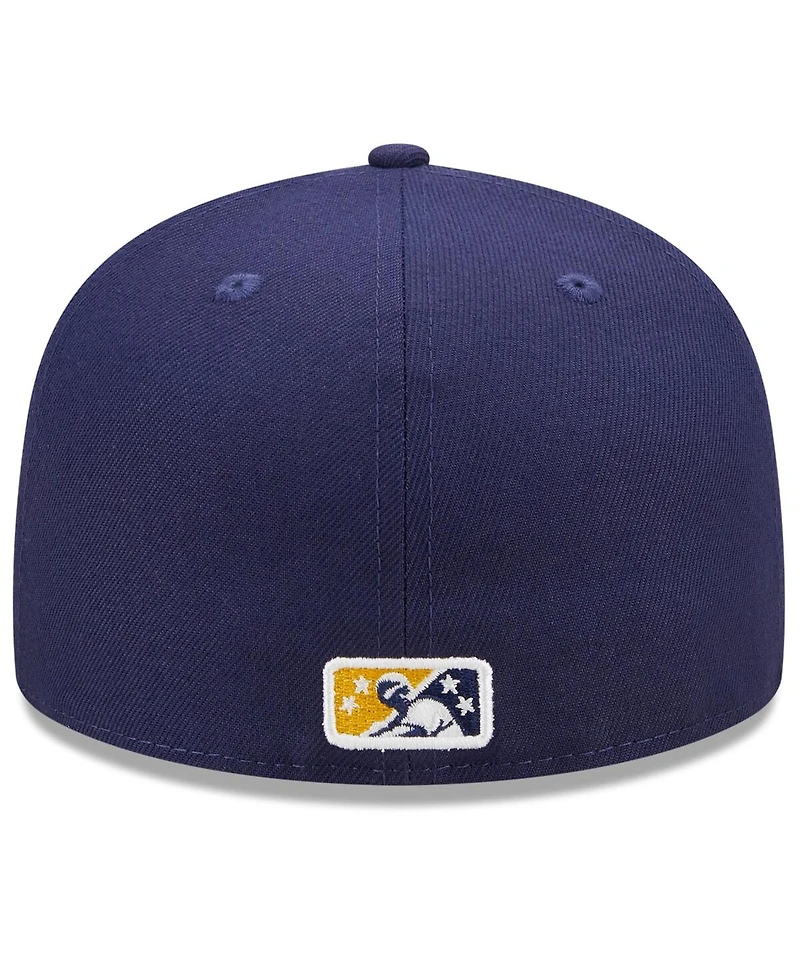Men's New Era Gold, Navy Montgomery Biscuits Marvel x Minor League 59FIFTY Fitted Hat