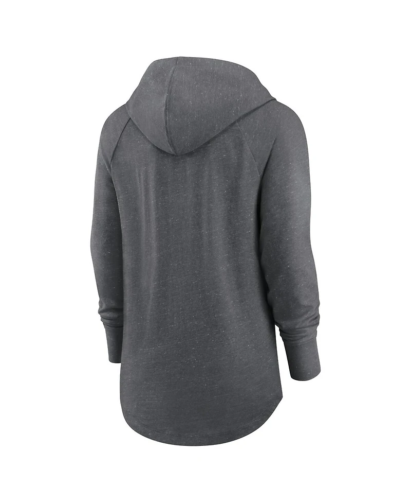 Women's Nike Heather Charcoal Chicago Bears Raglan Funnel Neck Pullover Hoodie