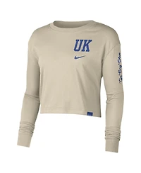 Women's Nike Cream Kentucky Wildcats Varsity Letter Long Sleeve Crop Top