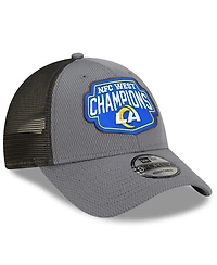 Men's New Era Graphite Los Angeles Rams 2021 Nfc West Division Champions 9FORTY Trucker Snapback Hat
