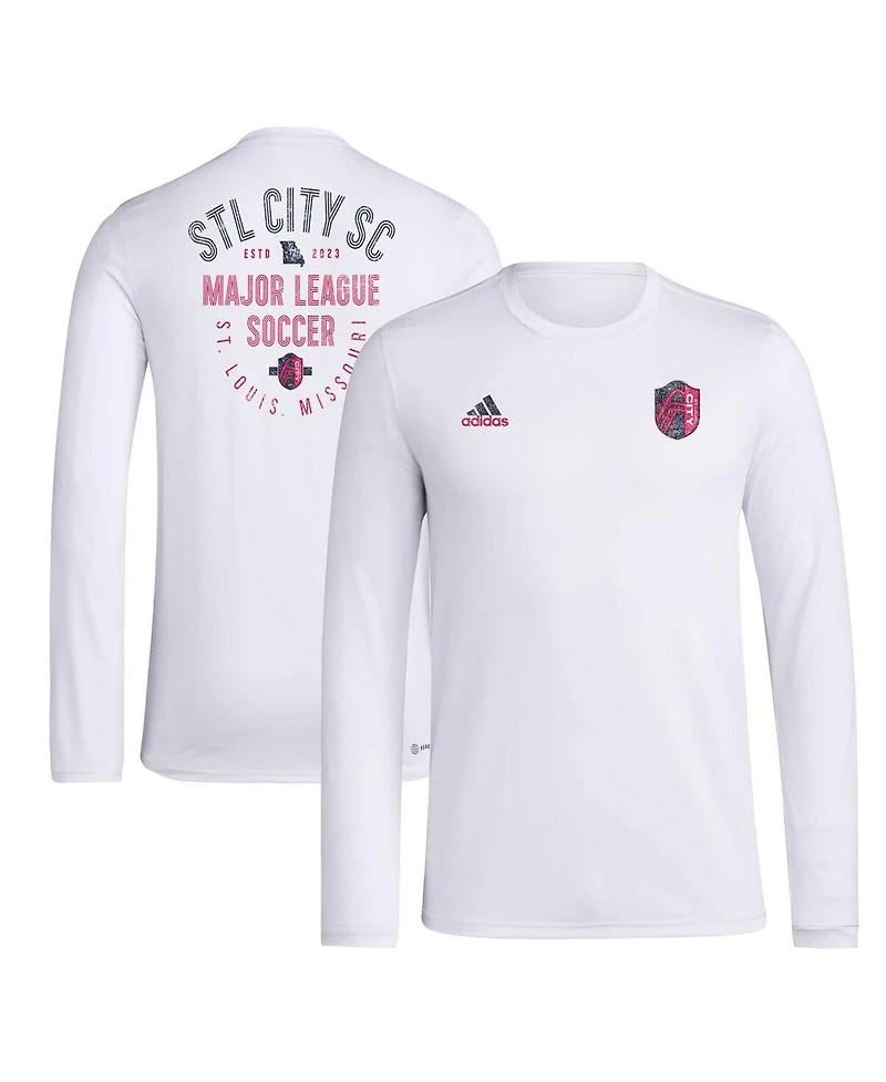 Men's adidas White Distressed St. Louis City Sc Local Stoic Long Sleeve T-shirt