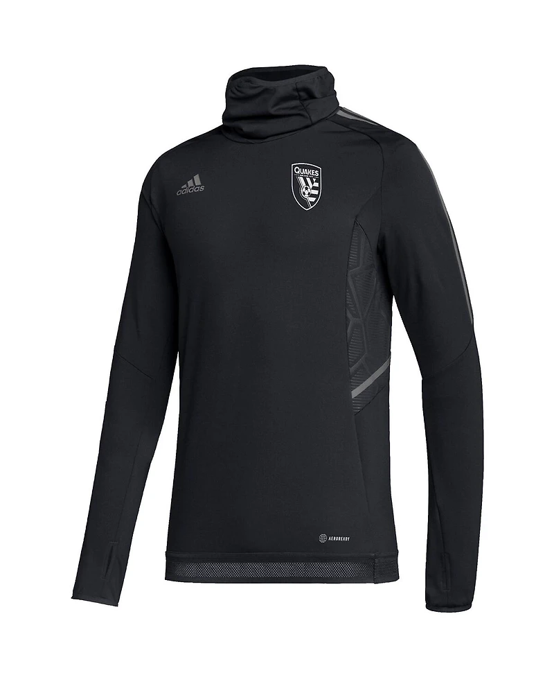 Men's adidas Black San Jose Earthquakes Cold.rdy Raglan Warmup Pullover Jacket