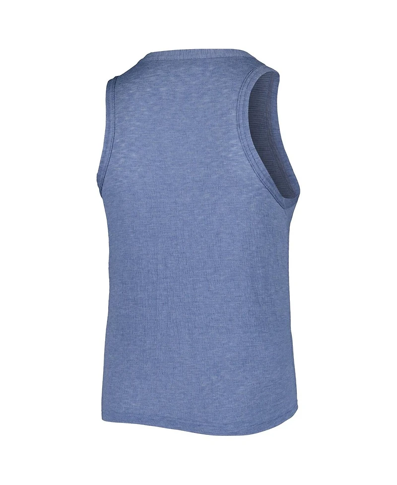 Women's Soft as a Grape Navy Distressed Cleveland Guardians Plus High Neck Tri-Blend Tank Top