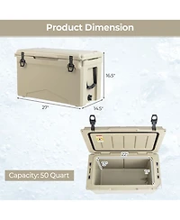 Costway 50 Qt Rotomolded Cooler Portable Ice Chest Ice Retention for 5-7 Days